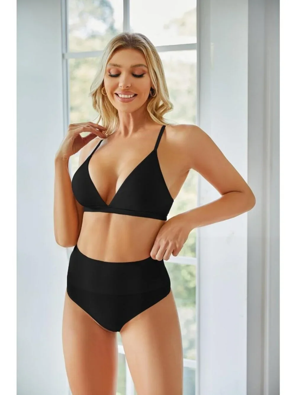 Deep V Neck Wireless Bralette for Women - Adjustable Straps, Removable Pads